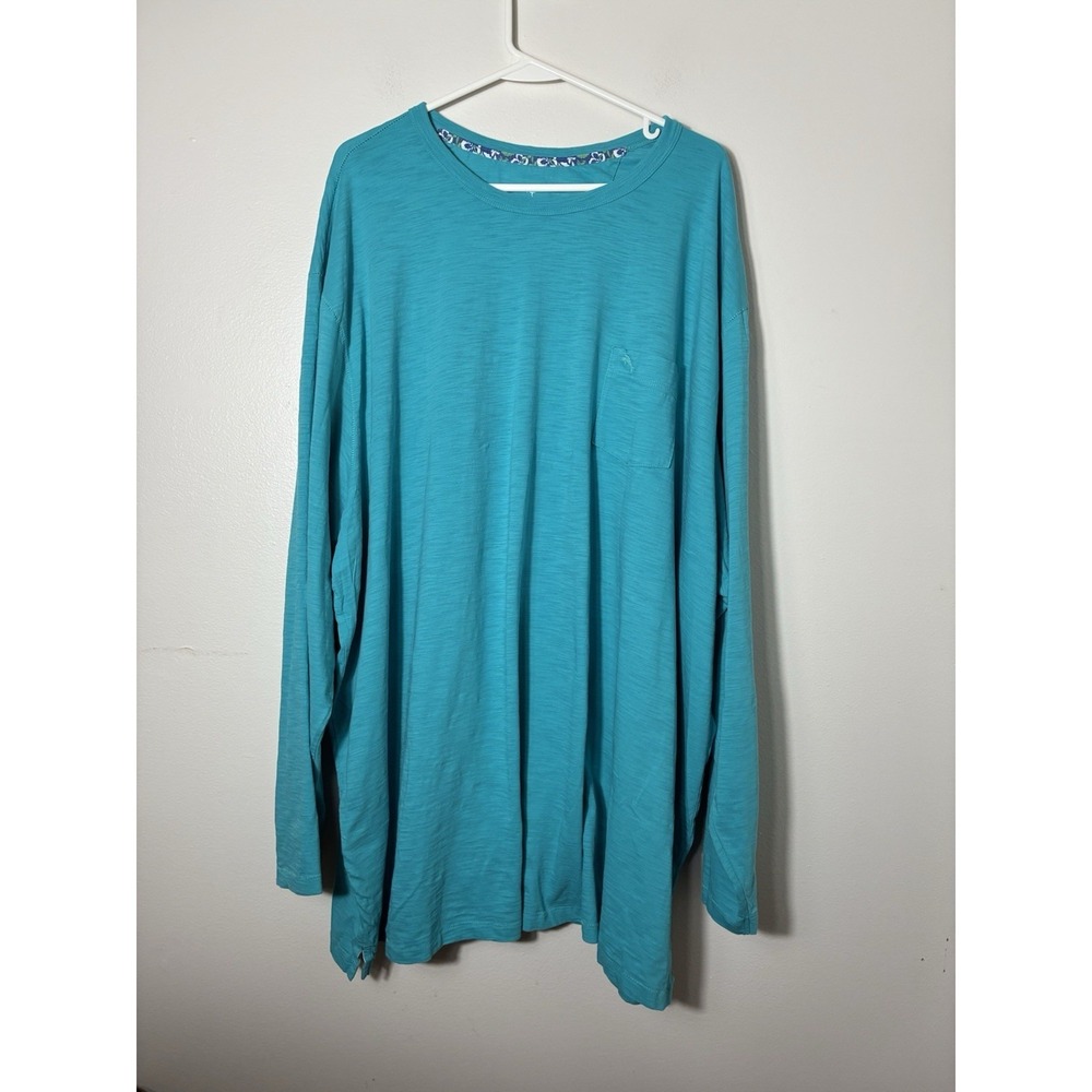 tommy bahama Long Sleeve T-shirt 100% Cotton Mens 4XLB Blue Made In Peru